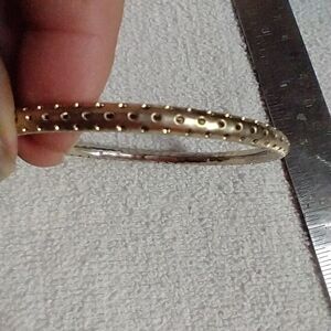 Silvertone holey bangle bracelet 2.5 wide